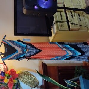 NY Collection Maxi Dress - Size Small - Color Coral Southwest